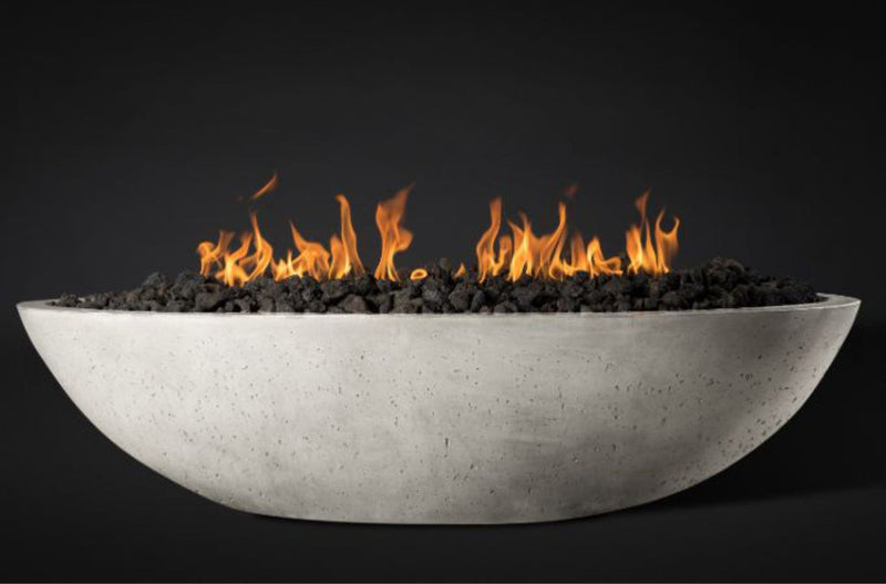 Slick Rock Concrete Oasis 60" Greatwhite Oval Natural Gas Fire Bowl With Match Lit Ignition Burner