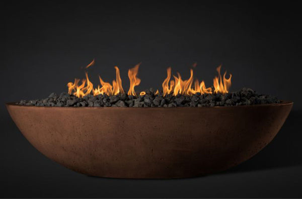 Slick Rock Concrete Oasis 60" Mahogany Oval Natural Gas Fire Bowl With Match Lit Ignition Burner