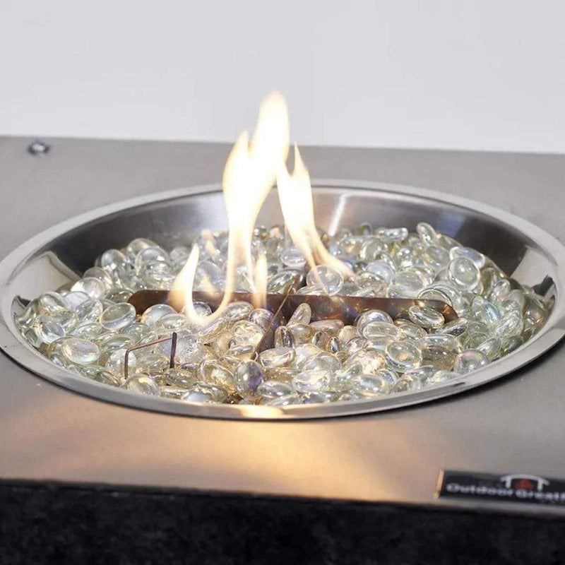The Outdoor GreatRoom Company 12" Round Stainless Steel Crystal Fire Plus Gas Burner – 20,000 BTU, Adjustable Flame