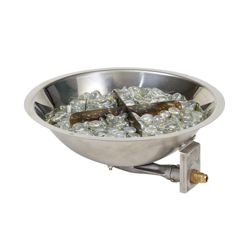 The Outdoor GreatRoom Company 12" Round Stainless Steel Crystal Fire Plus Gas Burner – 20,000 BTU, Adjustable Flame