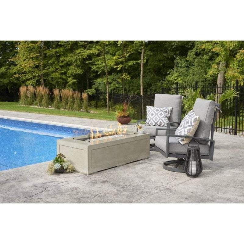 The Outdoor GreatRoom Company 60" Cove Linear Gas Fire Pit Table with Natural Grey Supercast Concrete Base