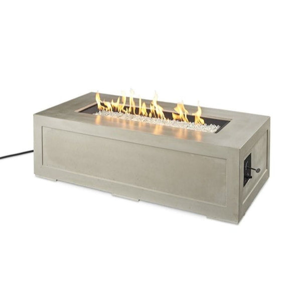The Outdoor GreatRoom Company 60" Cove Linear Gas Fire Pit Table with Natural Grey Supercast Concrete Base