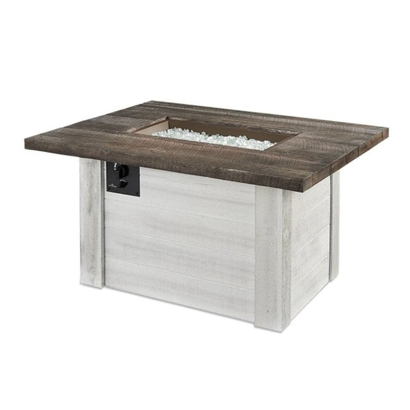 The Outdoor GreatRoom Company Alcott 48" Rectangular Gas Fire Pit Table with Dora Brown Crystal Fire Burner