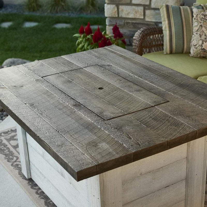 The Outdoor GreatRoom Company Alcott 48" Rectangular Gas Fire Pit Table with Dora Brown Crystal Fire Burner