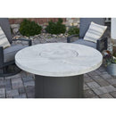 The Outdoor GreatRoom Company 48" Beacon Round Gas Fire Pit Table with Marbleized Noche Top