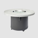 The Outdoor GreatRoom Company Beacon 48" White Onyx Round Gas Fire Pit Table with Crystal Fire® Plus Burner