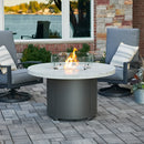 The Outdoor GreatRoom Company Beacon 48" White Onyx Round Gas Fire Pit Table with Crystal Fire® Plus Burner