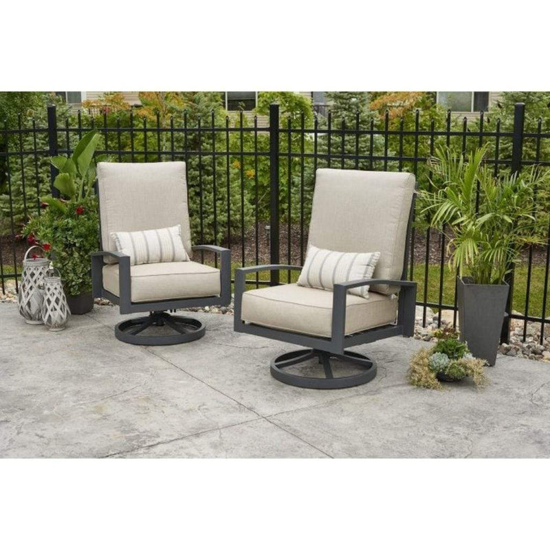The Outdoor GreatRoom Company Lyndale Highback Swivel Rocking Chairs – Cast Ash (Set of 2)
