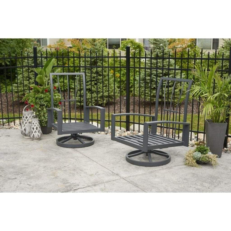 The Outdoor GreatRoom Company Lyndale Highback Swivel Rocking Chairs – Cast Ash (Set of 2)