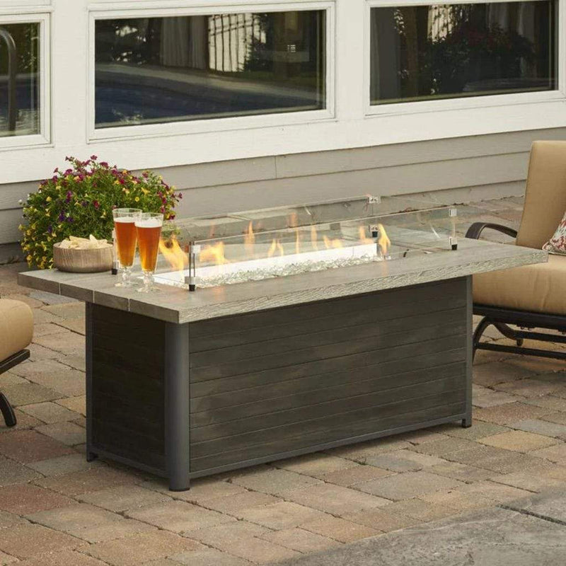 The Outdoor GreatRoom Company Cedar Ridge 61" Linear Gas Fire Table with Grey Wash Concrete Top