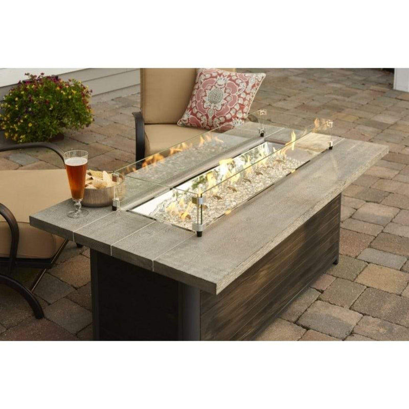 The Outdoor GreatRoom Company Cedar Ridge 61" Linear Gas Fire Table with Grey Wash Concrete Top