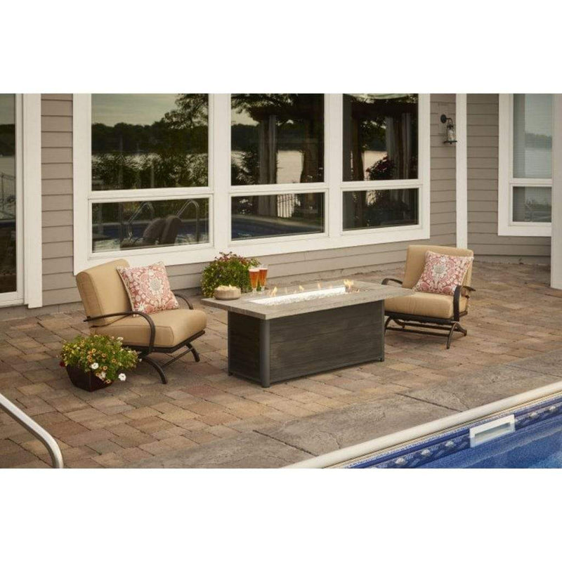 The Outdoor GreatRoom Company Cedar Ridge 61" Linear Gas Fire Table with Grey Wash Concrete Top