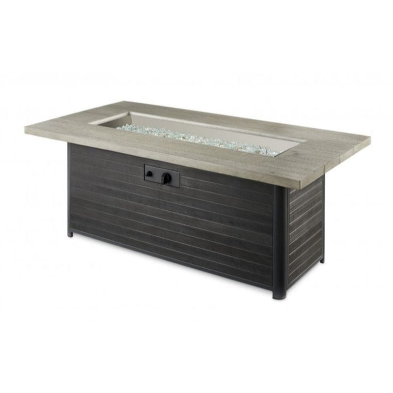 The Outdoor GreatRoom Company Cedar Ridge 61" Linear Gas Fire Table with Grey Wash Concrete Top