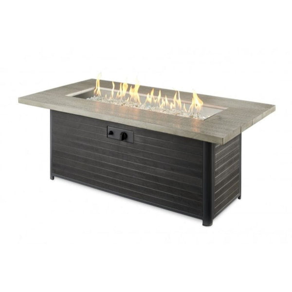 The Outdoor GreatRoom Company Cedar Ridge 61" Linear Gas Fire Table with Grey Wash Concrete Top