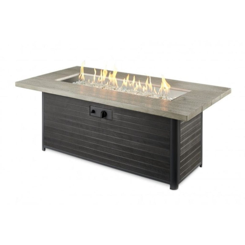 The Outdoor GreatRoom Company Cedar Ridge 61" Linear Gas Fire Table with Grey Wash Concrete Top