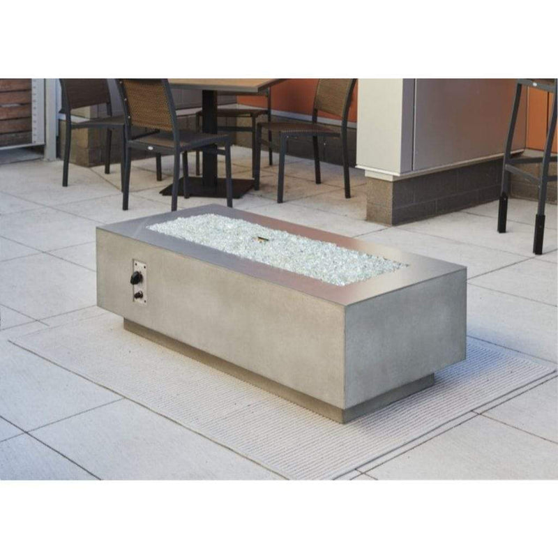 The Outdoor GreatRoom Company Cove 54" White Linear Gas Fire Table – Supercast™ Concrete, 80,000 BTU Burner

