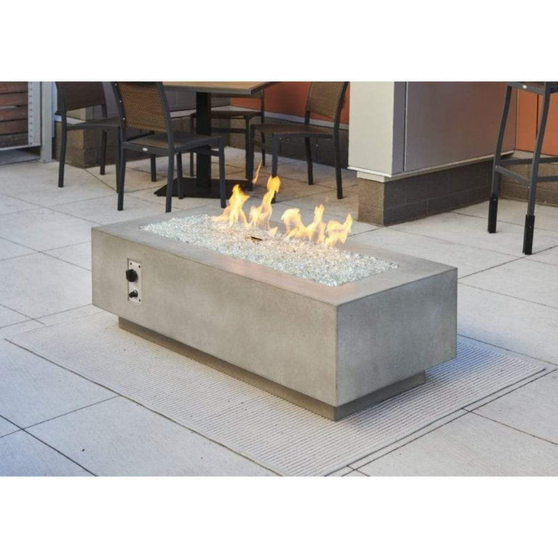 The Outdoor GreatRoom Company Cove 54" White Linear Gas Fire Table – Supercast™ Concrete, 80,000 BTU Burner

