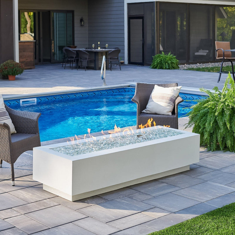 The Outdoor GreatRoom Company Cove 72" White Linear Gas Fire Table with Crystal Fire® Plus Burner