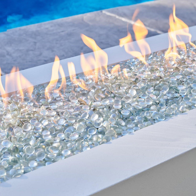 The Outdoor GreatRoom Company Cove 72" White Linear Gas Fire Table with Crystal Fire® Plus Burner