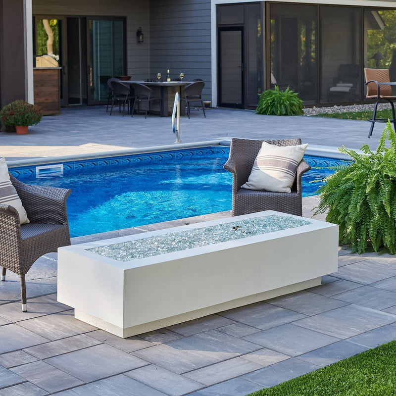 The Outdoor GreatRoom Company Cove 72" White Linear Gas Fire Table with Crystal Fire® Plus Burner