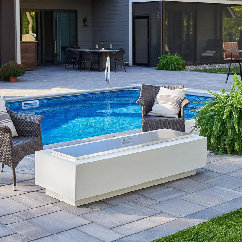 The Outdoor GreatRoom Company Cove 72" White Linear Gas Fire Table with Crystal Fire® Plus Burner