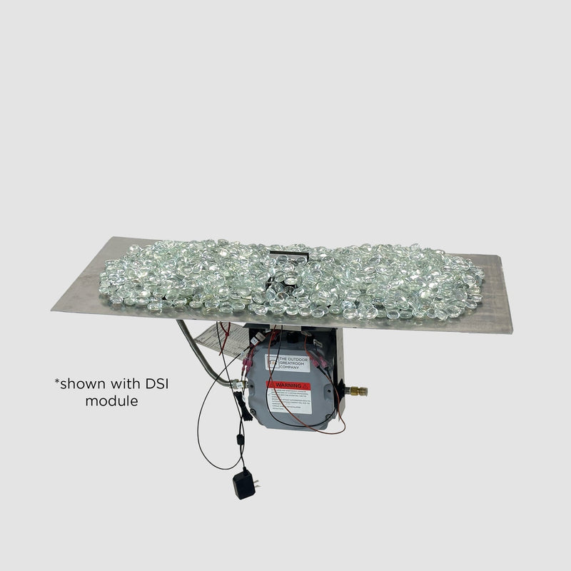 The Outdoor GreatRoom Company Crystal Fire Plus 13.5" x 42" Stainless Steel Linear Gas Burner Plate with Manual Ignition