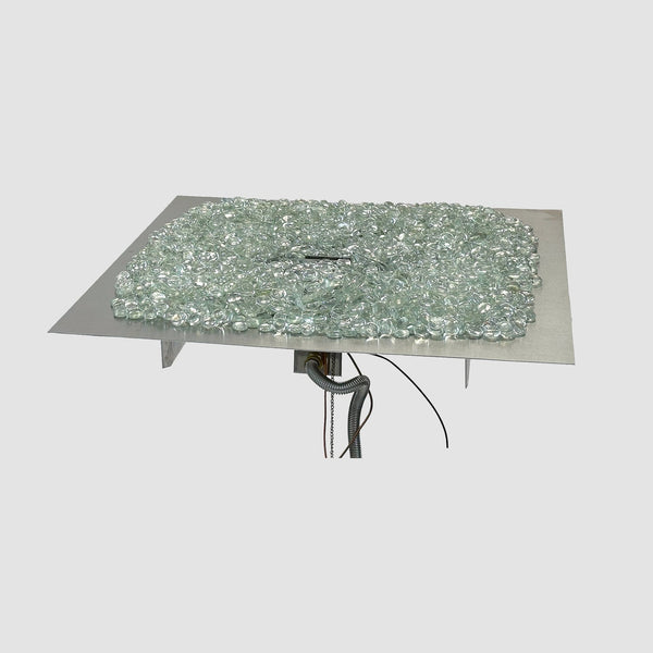 The Outdoor GreatRoom Company Crystal Fire Plus 36" Square Manual Gas Burner Insert with Stainless Plate Kit