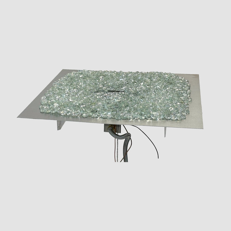 The Outdoor GreatRoom Company Crystal Fire Plus 24" Square LPG Gas Burner Insert with Direct Spark Ignition and Stainless Plate