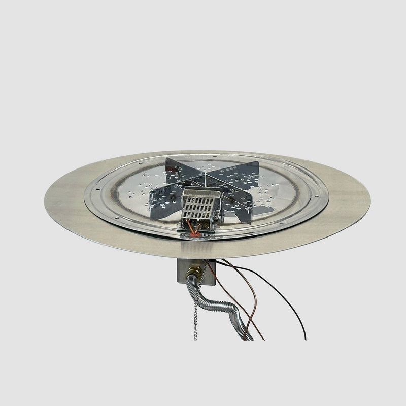 The Outdoor GreatRoom Company 30" Round Crystal Fire Plus Direct Spark LPG Burner Kit with Stainless Steel Plate