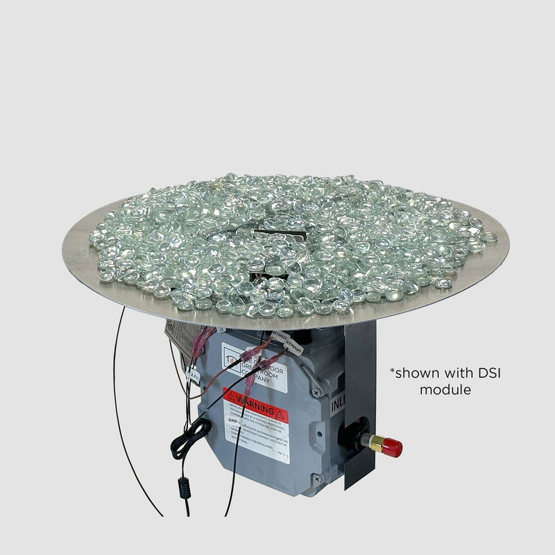The Outdoor GreatRoom Company 30" Round Crystal Fire Plus Manual Gas Burner Kit with Stainless Steel Plate