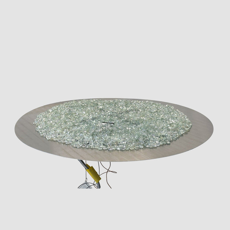 The Outdoor GreatRoom Company 30" Round Crystal Fire Plus Manual Gas Burner Kit with Stainless Steel Plate