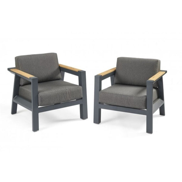 The Outdoor GreatRoom Company Darien Teak Chat Chairs – Set of 2