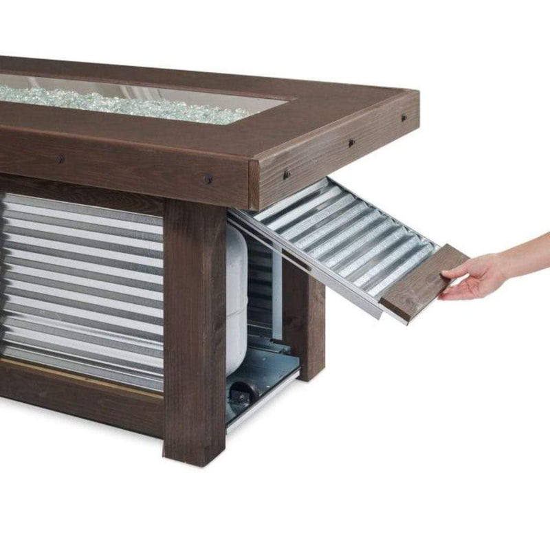 The Outdoor GreatRoom Company Denali Brew 57" Linear Gas Fire Pit Table with Everblend Top