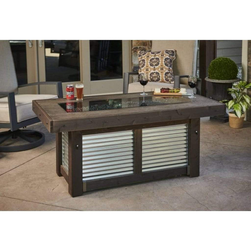 The Outdoor GreatRoom Company Denali Brew 57" Linear Gas Fire Pit Table with Everblend Top