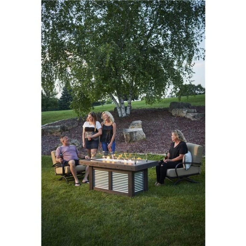 The Outdoor GreatRoom Company Denali Brew 57" Linear Gas Fire Pit Table with Everblend Top