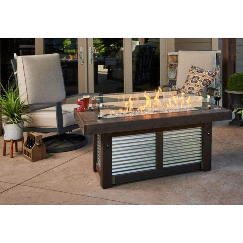 The Outdoor GreatRoom Company Denali Brew 57" Linear Gas Fire Pit Table with Everblend Top