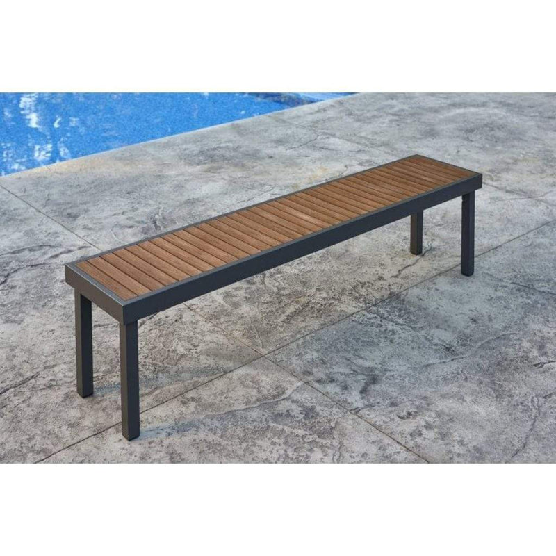 The Outdoor GreatRoom Company Kenwood 68" Long Bench with Brown Composite Decking and Graphite Grey Frame