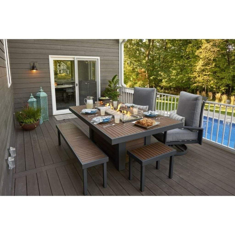 The Outdoor GreatRoom Company Kenwood and Brooks 81" Linear Gas Fire Pit Table – Dining Height with Composite Decking