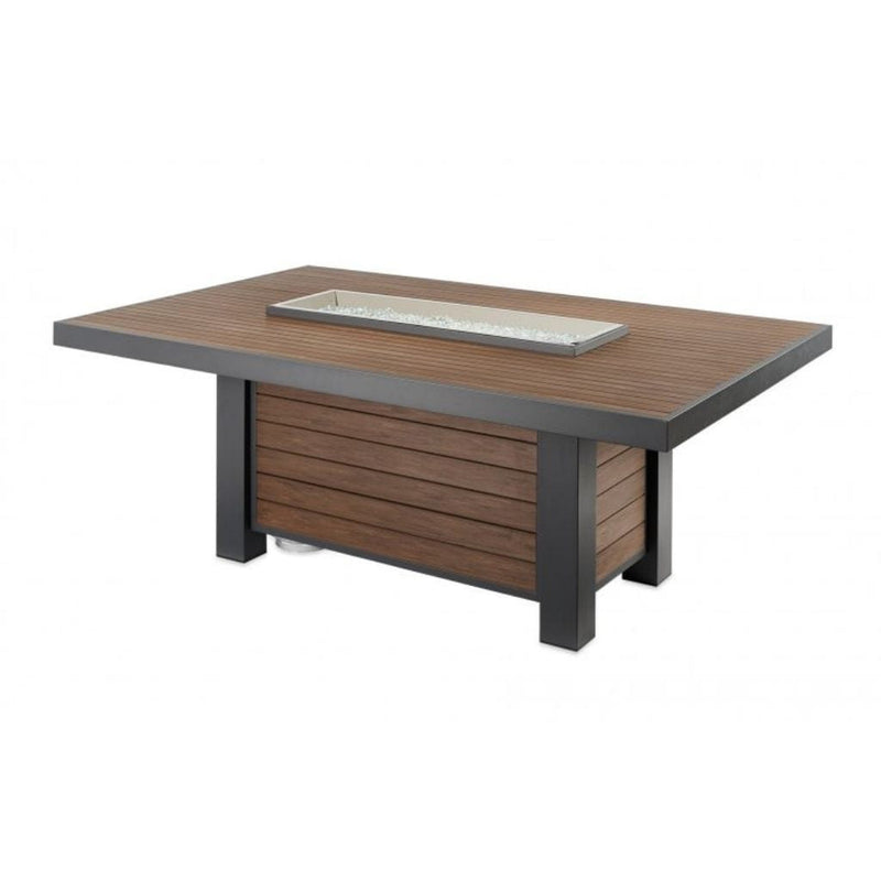 The Outdoor GreatRoom Company Kenwood and Brooks 81" Linear Gas Fire Pit Table – Dining Height with Composite Decking