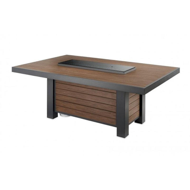 The Outdoor GreatRoom Company Kenwood and Brooks 81" Linear Gas Fire Pit Table – Dining Height with Composite Decking