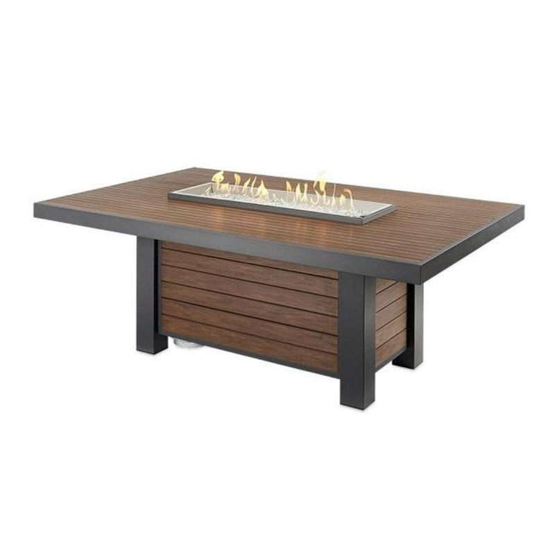 The Outdoor GreatRoom Company Kenwood and Brooks 81" Linear Gas Fire Pit Table – Dining Height with Composite Decking