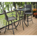 The Outdoor GreatRoom Company Leather Wicker Swivel Bar Stools – Set of 2