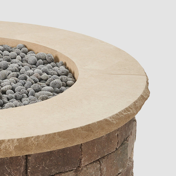 The Outdoor GreatRoom Company Limestone Tan 4-Piece Concrete Top for Round Bronson Gas Fire Pit Kit

