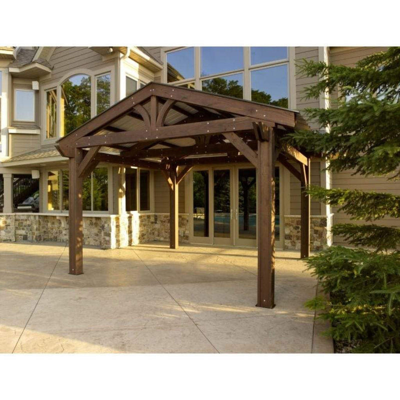 The Outdoor GreatRoom Company Mocha Lodge II 176.5" x 180" Wood Pergola Kit
