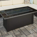 The Outdoor GreatRoom Company Monte Carlo 59" Linear Gas Fire Pit Table with Black Glass Top