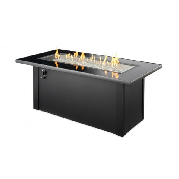 The Outdoor GreatRoom Company Monte Carlo 59" Linear Gas Fire Pit Table with Black Glass Top