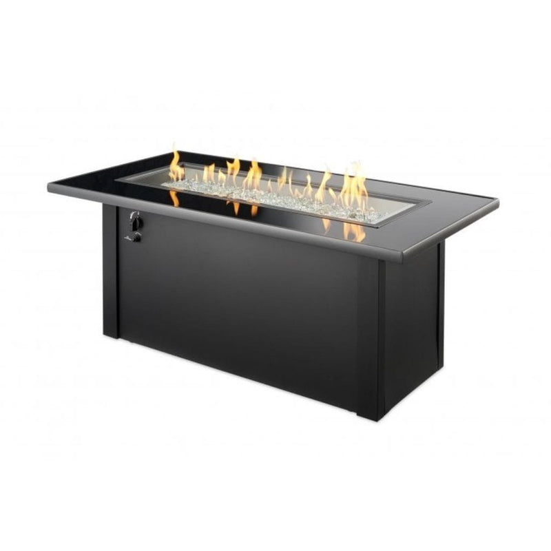 The Outdoor GreatRoom Company Monte Carlo 59" Linear Gas Fire Pit Table with Black Glass Top