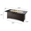 The Outdoor GreatRoom Company Montego 59" Balsam Resin Wicker Linear Gas Fire Pit Table with Black Glass Top