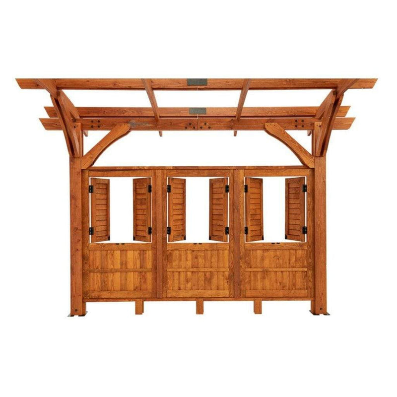 The Outdoor GreatRoom Company Privacy Wall with Shuttered Windows for 12' x 12' Sonoma Pergola

