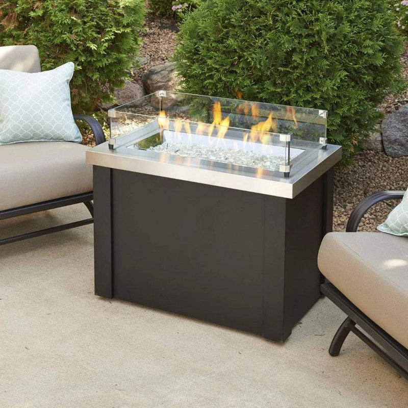 The Outdoor GreatRoom Company Providence 32" Rectangular Fire Table with Crystal Fire Plus Burner